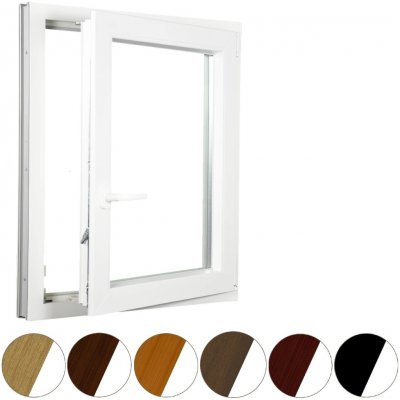 ALUPLAST Plastové okno jednokřídlo dekor/bílé 60x140 Mahagon/bílá, Levé Trojsklo – Zboží Mobilmania