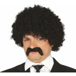 Černá kudrnatá paruka s knírem – Zboží Dáma
