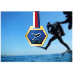 Akrylátová medaile Potápění Zlatá