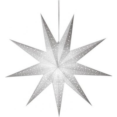 EMOS LED dekorace vánoční hvězda papírová závěsná se stříbrnými třpytkami ve středu bílá 60 cm vnitřní DCAZ08