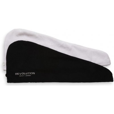 Revolution Haircare Microfibre Hair Wraps ručník na vlasy odstín Black/White 2 ks