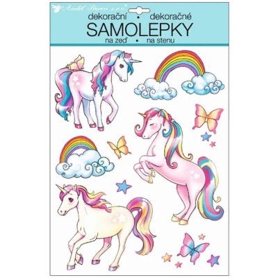 Anděl Samolepky na zeď Jednorožci a motýli s glitry 35 x 27 cm – Hledejceny.cz