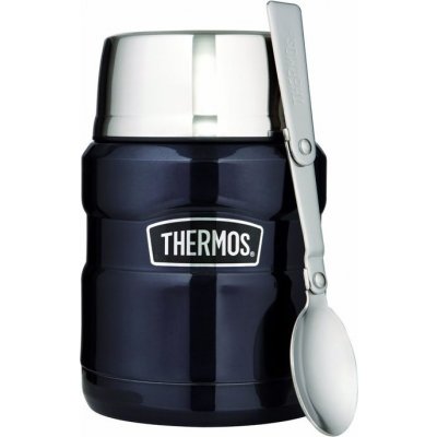 Thermos termoska se skládací lžící a šálkem tmavě modrá 470 ml – Zboží Dáma