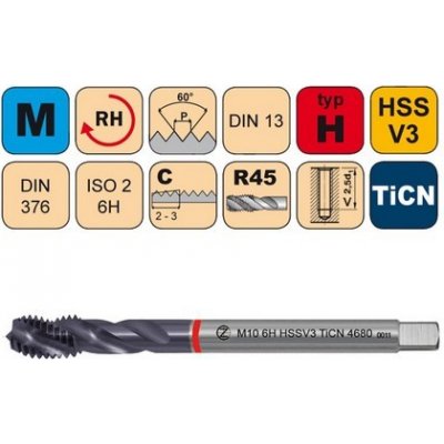NÁSTROJE CZ Závitník strojní M16x1,5 ISO2 HSSE TiCN DIN 374 RSP40 - CZZ4680-M16X1,5-ISO2 – Hledejceny.cz