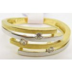 Klenoty Budín Mohutný dámský zlatý prsten se zirkony z bílého a žlutého zlata HK1185 – Sleviste.cz