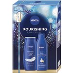 Nivea Moment of Care Creme Care sprchový gel 250 ml + Nivea Rich Nourishing tělové mléko 250 ml + dárková sada – Sleviste.cz