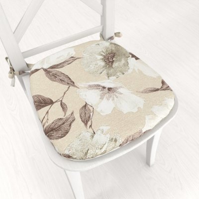 Biante Porto PRT-011 Hnědo-bílé květy na béžovém 39 x 37 x 3 cm oblý – Sleviste.cz