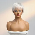 Polární stříbrná pixie paruka z pravých a umělých vlasů Paola – Zboží Dáma
