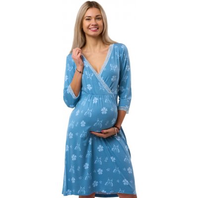Kojící košilka s motivem motýlků a květin jemná 1D1766 modrá – Zboží Dáma