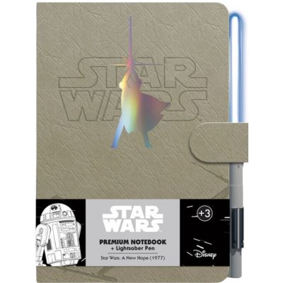 CurePink Poznámkový blok se svítící propiskou Star Wars Hvězdné války Luke Skywalker 14,8 x 21 cm – Hledejceny.cz