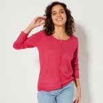 Blancheporte Jednobarevný kardigan kašmírový na dotek fuchsie – Zboží Mobilmania