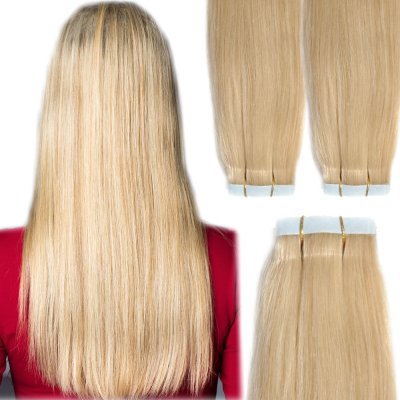 Vlasové pásky Tape In barva blond platina délka vlasů: 50 cm Druh vlasů: Kvalita standard – Zboží Mobilmania
