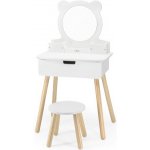 DeCuevas 55534 Dřevěný toaletní stolek se zrcadlem dřevěnou stoličkou a doplňky – Sleviste.cz