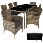 tectake 404329 zahradní ratanový nábytek 8+1 vč. ochranné plachty - přírodní/tmavě šedá – Zboží Dáma