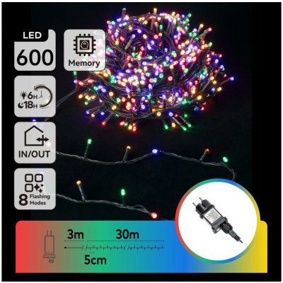 Aigostar LED RGBY Venkovní vánoční řetěz 600xLED/6W/230V/8 funkcí 30m IP44 B103031PC – Hledejceny.cz