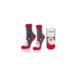 Intenso vysoké veselé dámské ponožky Santa Claus šedé
