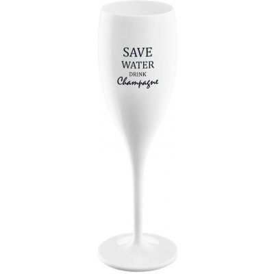 Koziol Cheers No. 1 Save Water Drink Champagne Super Glass s potiskem sklenice na šampaňské sklenice na šampaňské sklenice na pití sklo bavlna bílá 3436525 100 ml