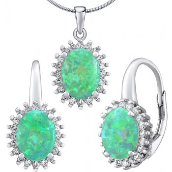 SILVEGO stříbrný opálový set šperků Oriana náušnice a přívěsek LPSPS1368G