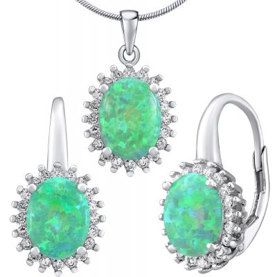 SILVEGO stříbrný opálový set šperků Oriana náušnice a přívěsek LPSPS1368G – Zboží Dáma