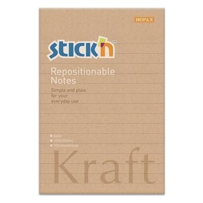 Stick´n Samolepicí bloček Kraft Notes, linkovaný, hnědá barva, 150x101 mm, 100 listů, STICK N 21641 ,balení 100 ks – Hledejceny.cz