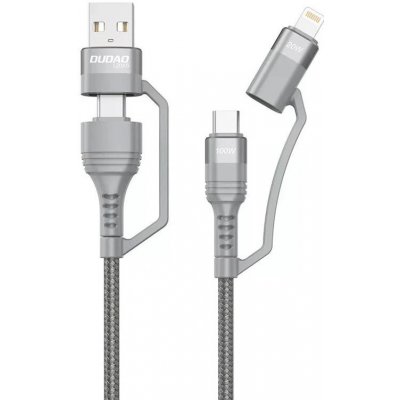 Dudao L20xs 4v1 USB-C, Lightning / USB-A 2,4A, 1m, šedý – Zbozi.Blesk.cz