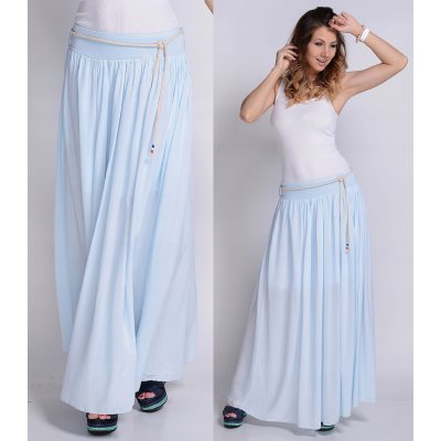 Fashionweek dlouhá maxi letní sukně ze vzdušného materiálu+pasek ZIZI278 blankyt