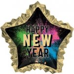 Anagram Foliový balonek hvězda Happy New Year Glow color 86 cm x 81 cm – Zboží Dáma