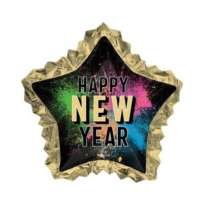 Anagram Foliový balonek hvězda Happy New Year Glow color 86 cm x 81 cm – Zboží Dáma