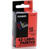 Etiketa Casio černý tisk/červený podklad, 8m, 18mm XR-18RD1