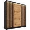 Šatní skříň Nejlevnější nábytek Insular 3D 150 bez zrcadla černý mat/dub wotan
