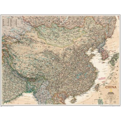 National Geographic Čína - nástěnná mapa Executive 77 x 61 cm Varianta: bez rámu v tubusu, Provedení: laminovaná mapa v lištách