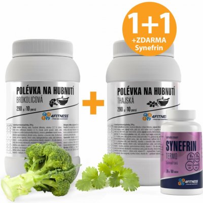 4Fitness Polévky na hubnutí Brokolicová a Thajská + zdarma Synefrin 0,58 kg – Sleviste.cz