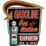 Černo-červená nástěnná kovová cedule Gasoline - 59*1*65 cm - Clayre & Eef – Hledejceny.cz