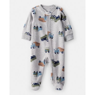 CARTER'S Overal na zip fleece Sleep & Play grey Truck chlapec – Zboží Mobilmania