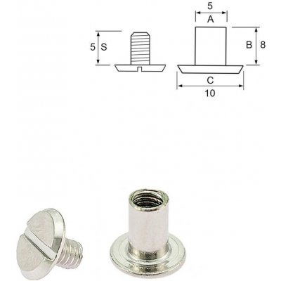 Nýt šroubovací 8 mm, Ø 5 mm nikl Počet: 1 ks – Zboží Dáma