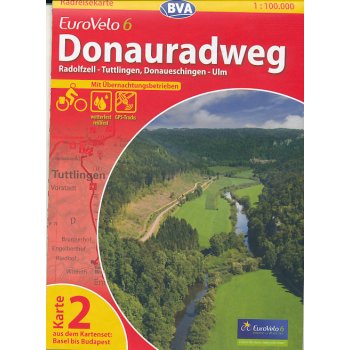 cyklomapa Donauradweg Radolfzell-Ulm 1:100 t. Eurovelo 6