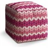 Sedací vak a pytel Sablio taburet Cube střídajíci růžové pletení 40x40x40 cm
