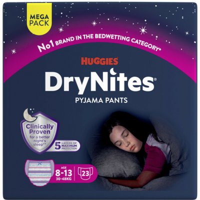 Huggies DryNites MEGA pro dívky 8-13 let 30-48kg 23ks – Hledejceny.cz