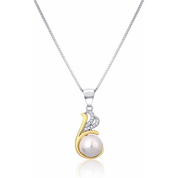 JwL Luxury Pearls Stříbrný bicolor s pravou perlou a zirkony JL0786