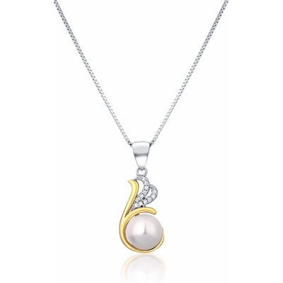 JwL Luxury Pearls Stříbrný bicolor náhrdelník s pravou perlou a zirkony JL0786