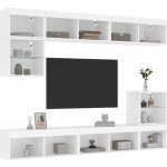 vidaXL 8dílná obývací stěna s LED osvětlením bílá kompozitní dřevo 3216668 – Hledejceny.cz