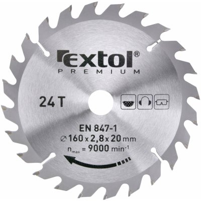 EXTOL PREMIUM Kotouč pilový s SK plátky, O 160x2,6x20mm, 24T (8803213) – Zboží Mobilmania