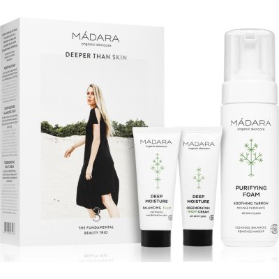 Mádara Become Organics čisticí pěna 150 ml + hydratační fluid 25 ml + regenerační noční krém 25 ml dárková sada