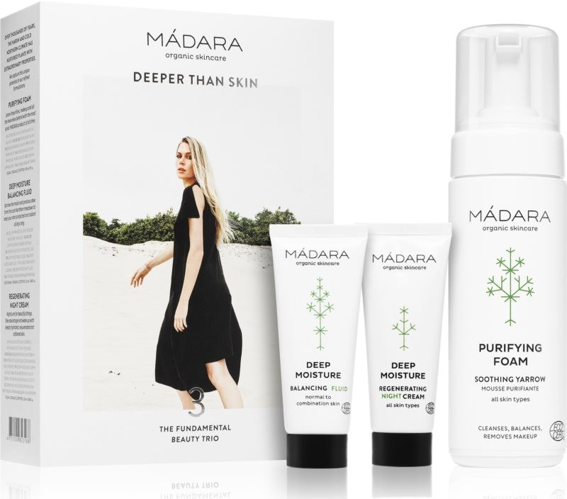 Mádara Become Organics čisticí pěna 150 ml + hydratační fluid 25 ml + regenerační noční krém 25 ml dárková sada