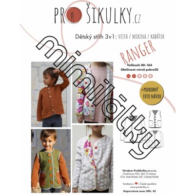Dětská mikina/vesta/kabátek RANGER | 80-164 - Česky – Zboží Dáma