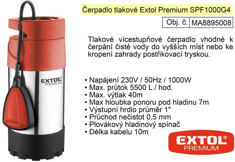 Extol Premium 1100 W 5500 l / hod 8895008
