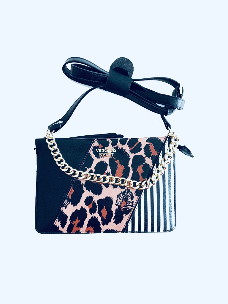 Victoria\'s Secret Leopard Stripe luxusní kabelka s proužky a leopardím vzorem černá