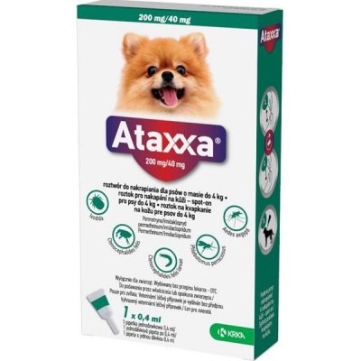 Ataxxa pro psy S 1x200mg/40mg tmavě zelená sol 1 x 0.4 ml do 4kg – Zbozi.Blesk.cz