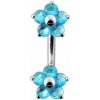 Piercing Šperky4U stříbrný piercing do pupíku kytičky BP01106-Q