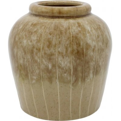 Hnědá kameninová váza s pruhy Nature – Ø 18*19 cm - Chic Antique – Hledejceny.cz
